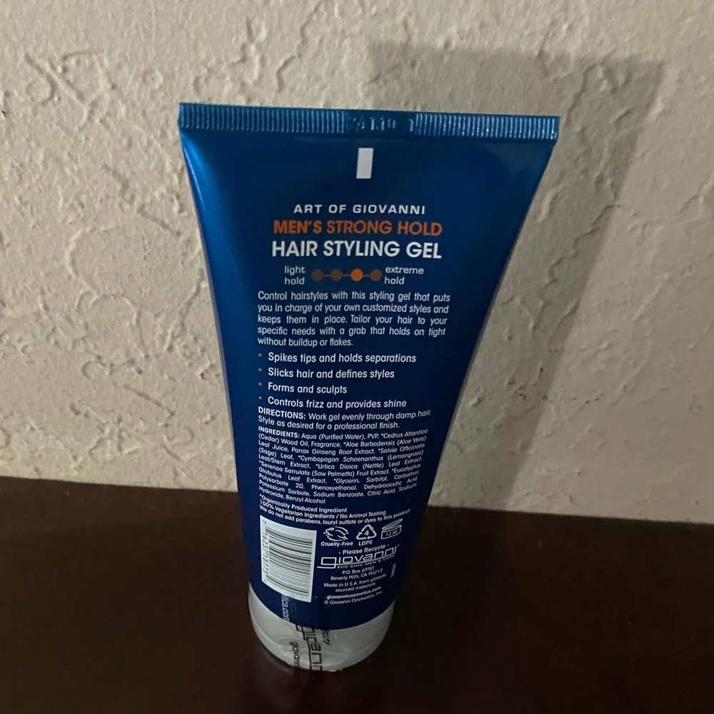 Art of Giovanni hair strong hold styling gel Ginseng & Eucalyptus salon quality